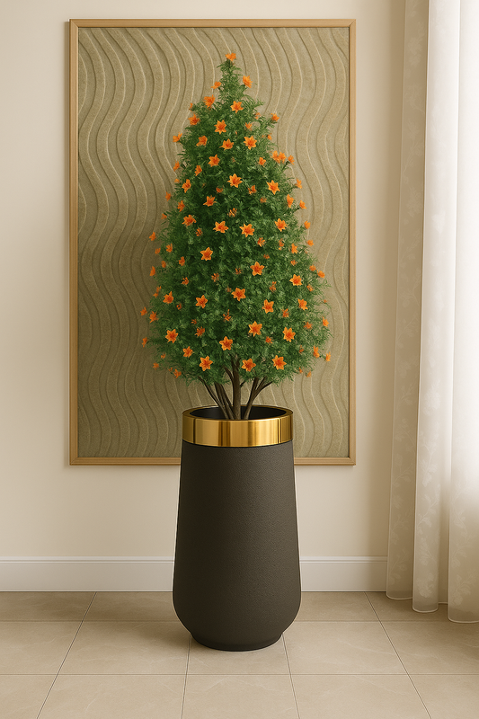 Black and Gold fiber Planter pot